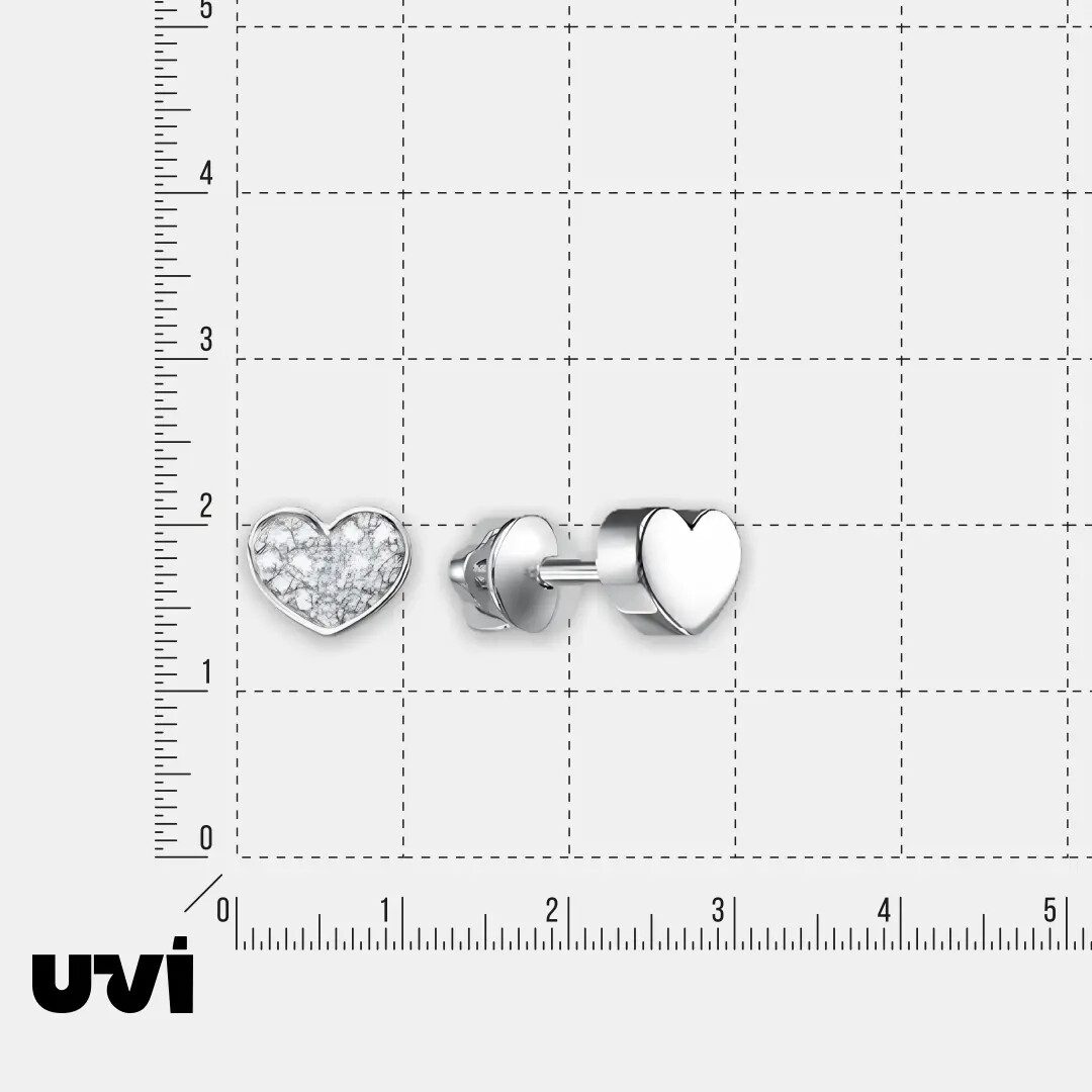 Серьги-пусеты из платины с бриллиантами "Сердца"